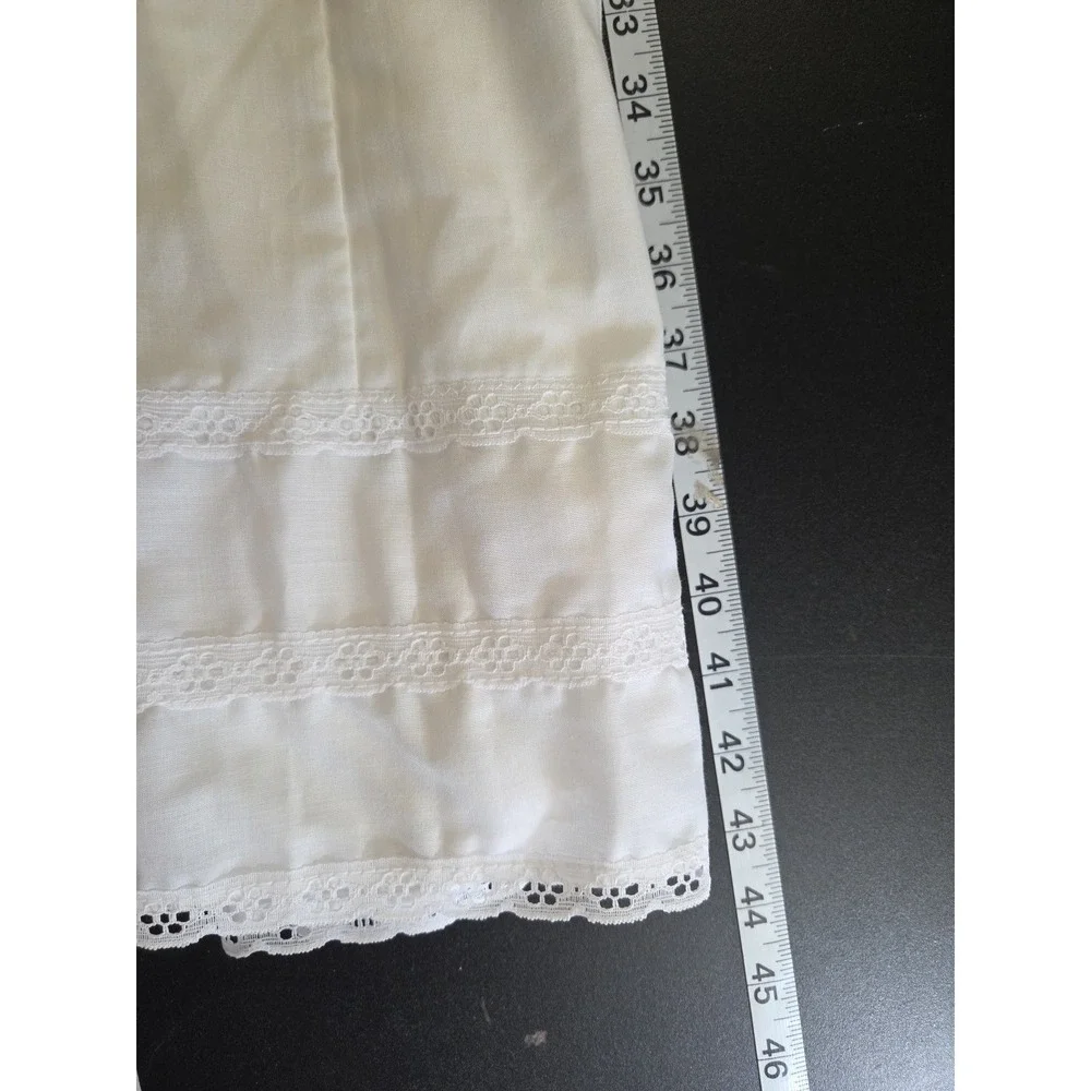 Vtg 1984 White Chemise Slip Dress Cotton Blend Swiss Eyelet Lace Sears Size 36 M